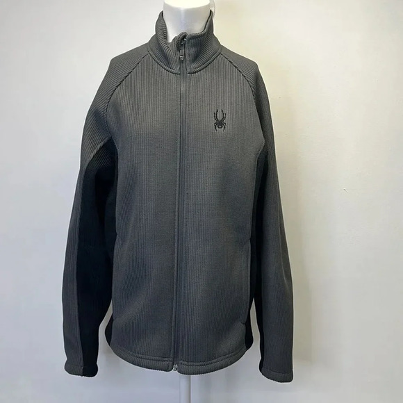 Spyder Foremost Jacket Coat Heavy Weight Core Sweater Full Zip Gray Black Small - Picture 1 of 11